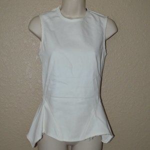 NWT $550 Sz 36 2 Derek Lam Sleeveless Peplum Back Zip Frayed Edge Denim Top